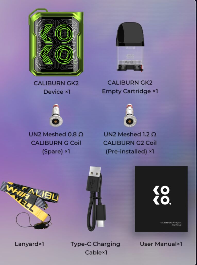 Uwell Caliburn GK2 Pod Kutu İçerik