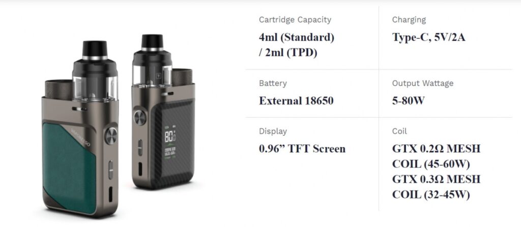 Vaporesso Swag PX80 Pod Özellikleri