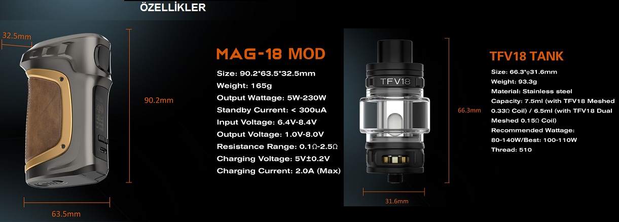 Smok Mag 18 Kit Özellikleri
