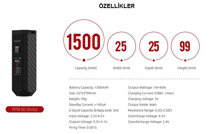 Smok RPM 40 Pod Özellikleri