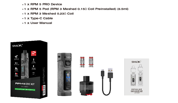Smok RPM 5 Pro Kit Kutu İçeriği