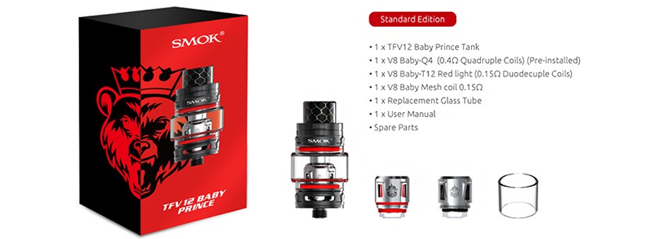 Smok TFV12 Baby Prince Atomizer Kutu İçeriği