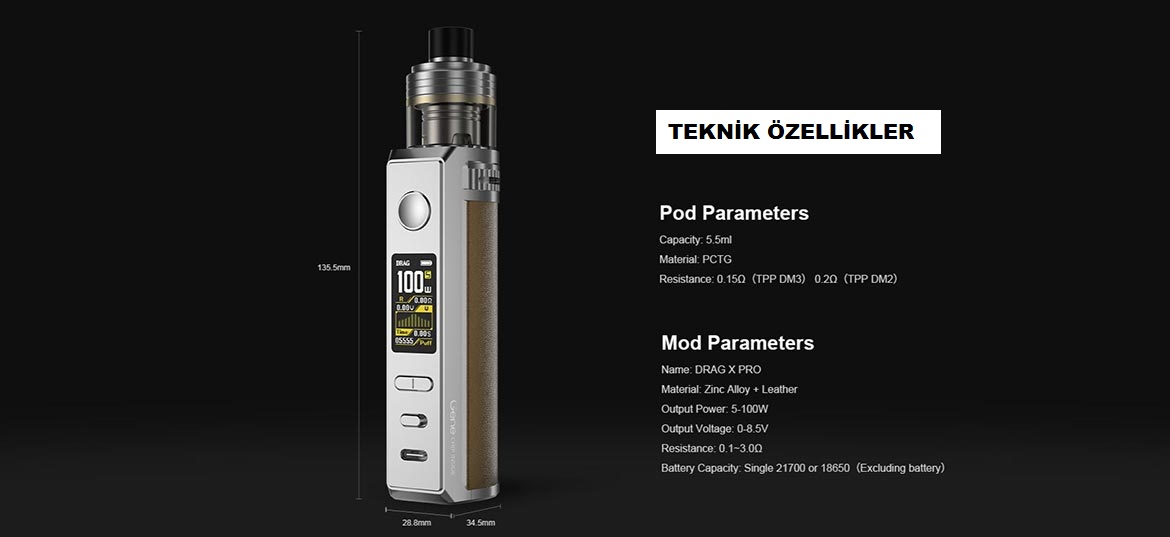 Voopoo Drag X Pro Teknik Özellikleri