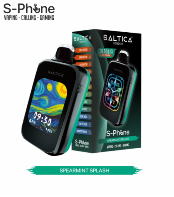 Saltica S-Phone 30000 Spearmint Splash Disposable Vape Bar, Saltica S-Phone 30.000 Spearmint Splash Disposable Vape Bar